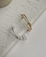 بنگل دو لاین گره / طلایی و نقره ای - Image 2