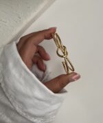 بنگل دو لاین گره / طلایی و نقره ای - Image 4